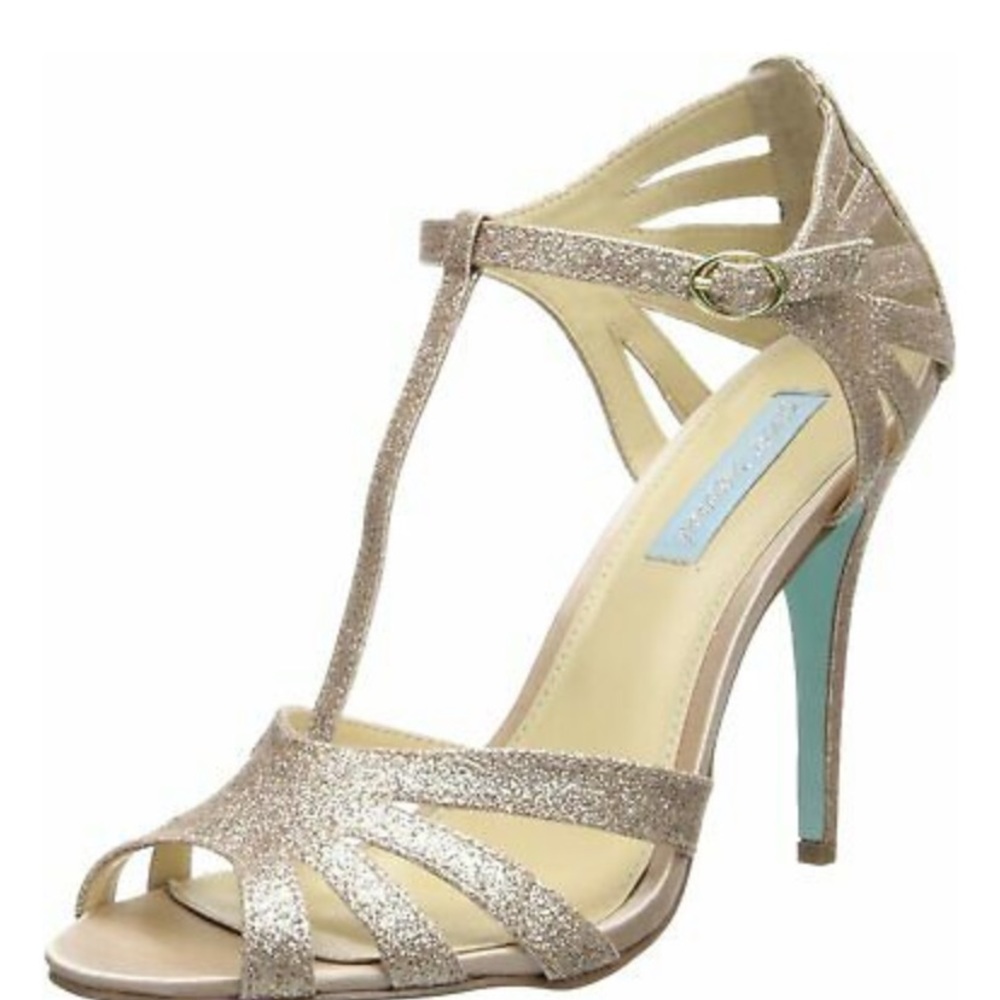 Betsey Johnson Sparkling Silver T-Strap Heels